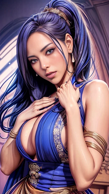 ((realisticity: 1.2)), ((realistic: 8K UHD)), ((best resolution: 8K UHD)), hyper detailed, best quality,masterpiece,highres,cg, ((1 girl hyper detailed and hyper realistic) ) , ((beautiful queen, hyper realistic and hyper detailed)),((white skin, beautiful, smooth, youthful, hyper realistic and hyper detailed )), ((Face hyper beautiful, white, hyper realistic and hyper detailed ) ), long hair, ((hyper realistic and hyper detailed dress)), solo, ((hyper realistic, hyper beautiful, beautiful and hyper detailed jewelry)), ((hyper beautiful deep red and golden yellow dress, hyper realistic and hyper detailed )) , ((Her pretty, hyper realistic, hyper detailed diamond filled earrings)), ((Her gorgeous diamond haircut, hyper realistic and hyper detailed)), ((hyper pretty upper body, hyper beautiful, hyper realistic and hyper detailed) ), ((medium breast: 1.1)), ((hyper realistic, hyper pretty, hyper detailed boobs)), ((the backgroun of the royal palace is hyper majestic, hyper realistic and hyper detailed)),((hands and palms hyper beautiful, hyper detailed, hyper realistic)), ((hyper detailed and hyper realistic fingers and fingernails)), ((hyper pretty fingernails, hyper vivid, hyper detailed, hyper realistic)), ((thumb, index finger, middle finger, ring finger, little finger hyper vivid, hyper pretty, hyper detailed, hyper realistic)), ((hyper beautiful fingers, hyper detailed, and hyper realistic)), ((posture not too fat and not too thin, hyper realistic, hyper detail)), ((hyper pretty, hyper pretty, hyper realistic and hyper detailed hair bun)), ((hyper pretty , hyper realistic and hyper detailed blue hair)), candid, Photo, high resolution, 8k , bokeh,
