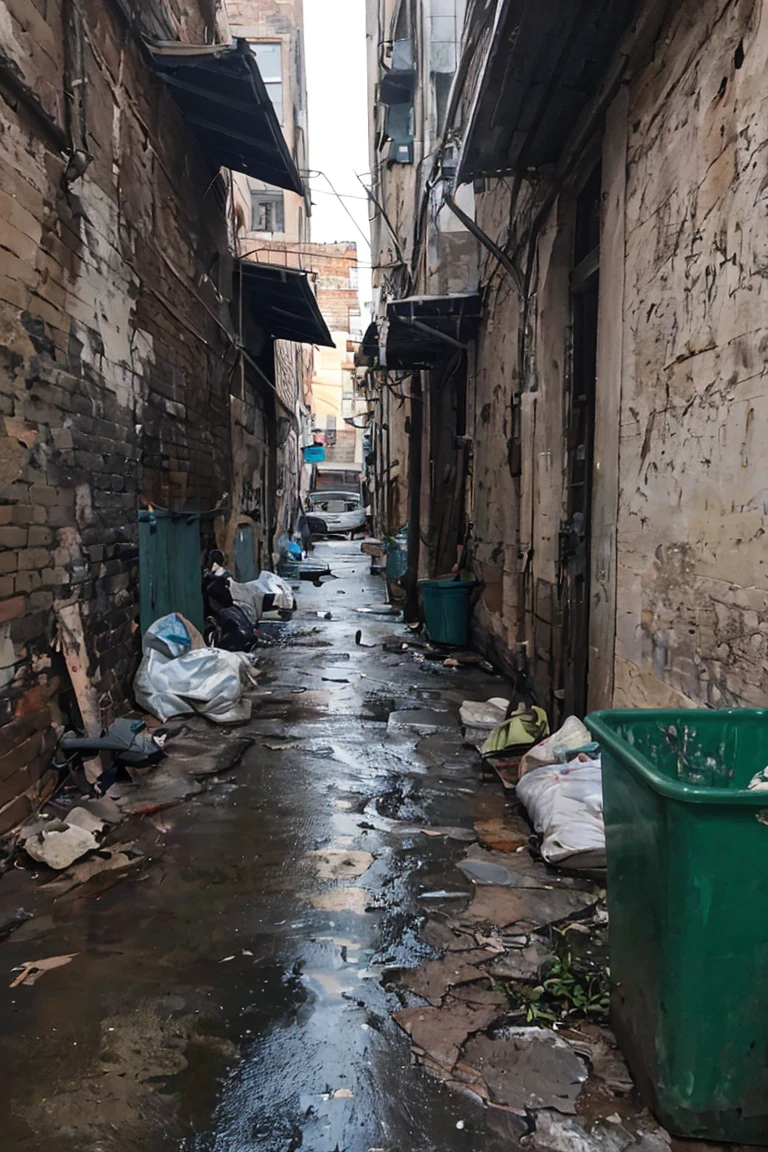 Realistic amateur photo posted to facebook ,dirty alley