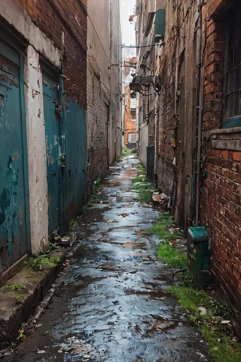Realistic amateur photo posted to facebook ,dirty alley