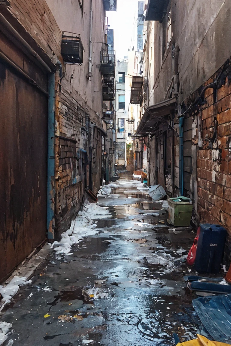 Realistic amateur photo posted to facebook ,dirty alley
