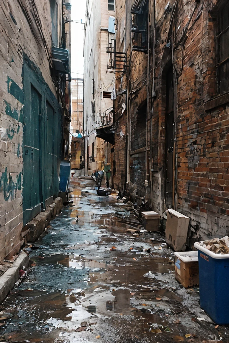 Realistic amateur photo posted to facebook ,dirty alley
