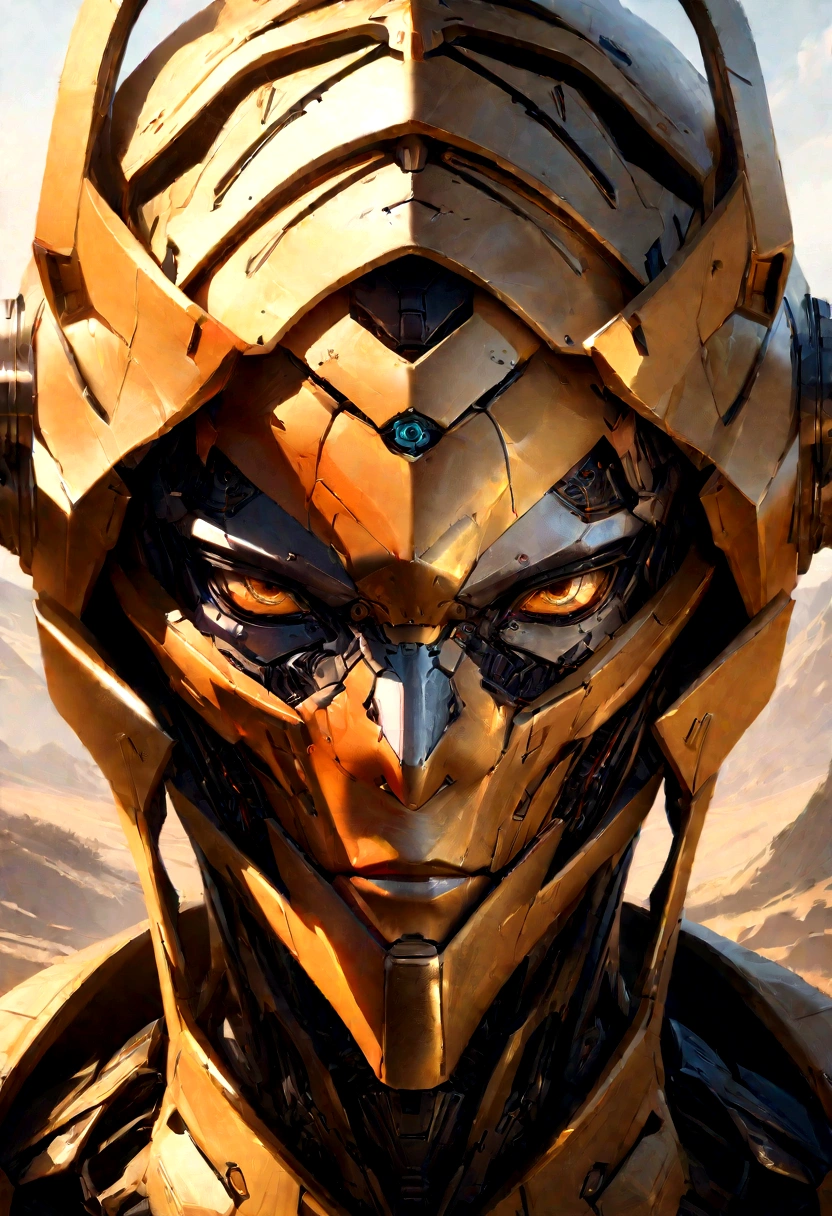 sharpened man in white and gold hooded armor, detailed portrait of a cyborg, close-up portrait of cyborg, portrait of a futuristic robot, male cyborg military commander, attractive science fiction face, Artificial intelligence, portrait of cyborg, portrait of a cyborg, cyborg portrait, portrait of a cyborg cyberpunk, male cyborg, in metallic orange futuristic armor, olpntng style, Portrait of the gynoid robot Samus in Wasteland, perfect composition, beautiful detailed intricate insanely detailed octane render Tendências no ArtStation, 8k art photography, photorrealistic concept art, soft natural volumetric cinematic perfect light, Bright dark, rewarded photography, work of art, oil on canvas, perfect composition, beautiful detailed intricate insanely detailed octane render Tendências no ArtStation, 8k art photography, photorrealistic concept art, soft natural volumetric cinematic perfect light