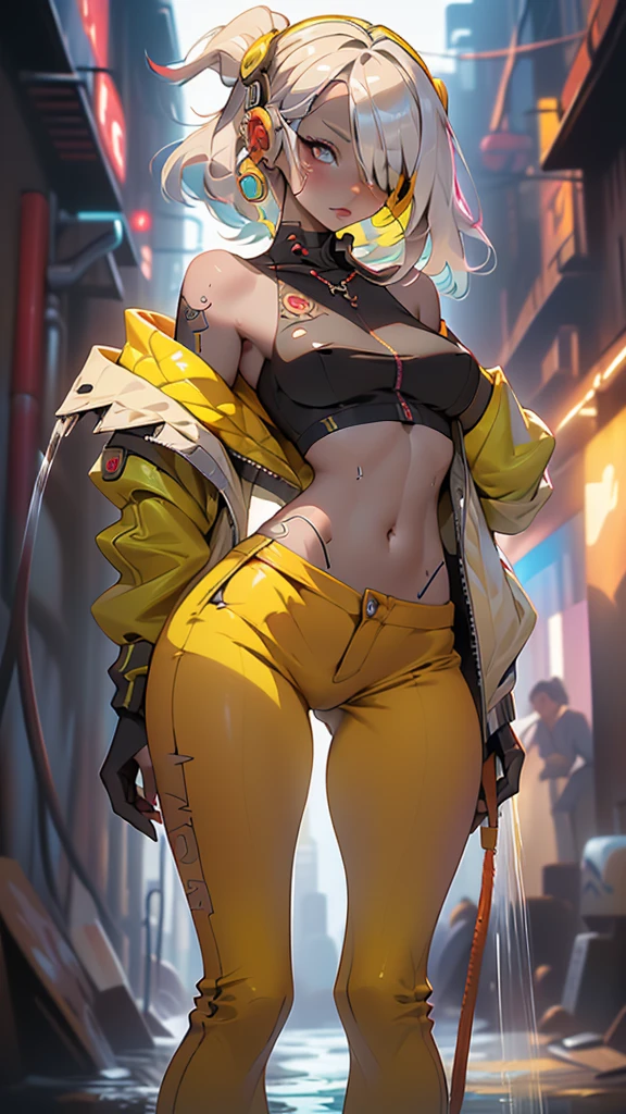 (La Best Quality,A high resolution,Ultra - detailed,actual),Ariana Grande chaqueta rojo el la Spirit ,(desnuda Spirit:1.4), (beautiful nude :1.4),fondo pared de hielo congelado caverna Spirit, long white gray hair, ,More detailed 8K.unreal engine:1.4,UHD,La Best Quality:1.4, photorealistic:1.4, skin texture:1.4, Masterpiece:1.8,first work, Best Quality,object object], (detailed face features:1.3),(The correct proportions),(convex Detailed fingers),(Beautiful blue eyes),  (cowboy pose) ,(beautiful nude :1.4), (fondo ciudad de Jupiter star wars Spirit :1.4), (Spirit blue:1.4), long red hair, (perfect ??????? ), (He has a pirate eye patch:1.4) ,(Spirit ) , (showing flat stomach), (has transparent plastic clothing:1.4) ,(African black skin:1.4) ,( cyberpunk 2.1), (cabello largo yellow neon:1.4), (yellow cyberpunk Bluetooth headphones on the head:1.4), (shower falling water foam soap:1.4), (swollen nipples), (beautiful nude:1.4),( Red trousers:1.4), (no mutation ???????) 