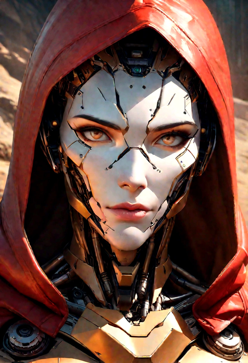 sharpened man in white and gold hooded armor, detailed portrait of a cyborg, close-up portrait of cyborg, portrait of a futuristic robot, male cyborg military commander, attractive science fiction face, Artificial intelligence, portrait of cyborg, portrait of a cyborg, cyborg portrait, portrait of a cyborg cyberpunk, male cyborg, in metallic red futuristic armor, olpntng style, Portrait of the gynoid robot Samus in Wasteland, perfect composition, beautiful detailed intricate insanely detailed octane render Tendências no ArtStation, 8k art photography, photorrealistic concept art, soft natural volumetric cinematic perfect light, Bright dark, rewarded photography, work of art, oil on canvas, perfect composition, beautiful detailed intricate insanely detailed octane render Tendências no ArtStation, 8k art photography, photorrealistic concept art, soft natural volumetric cinematic perfect light