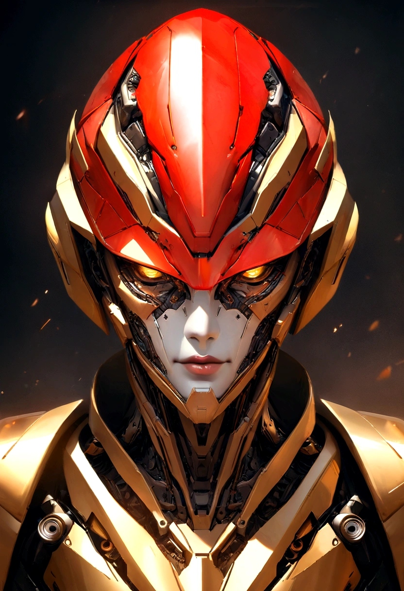 sharpened man in white and gold hooded armor, detailed portrait of a cyborg, close-up portrait of cyborg, portrait of a futuristic robot, male cyborg military commander, attractive science fiction face, Artificial intelligence, portrait of cyborg, portrait of a cyborg, cyborg portrait, portrait of a cyborg cyberpunk, male cyborg, in metallic red futuristic armor, olpntng style, Portrait of the gynoid robot Samus in Wasteland, perfect composition, beautiful detailed intricate insanely detailed octane render Tendências no ArtStation, 8k art photography, photorrealistic concept art, soft natural volumetric cinematic perfect light, Bright dark, rewarded photography, work of art, oil on canvas, perfect composition, beautiful detailed intricate insanely detailed octane render Tendências no ArtStation, 8k art photography, photorrealistic concept art, soft natural volumetric cinematic perfect light, darkness background