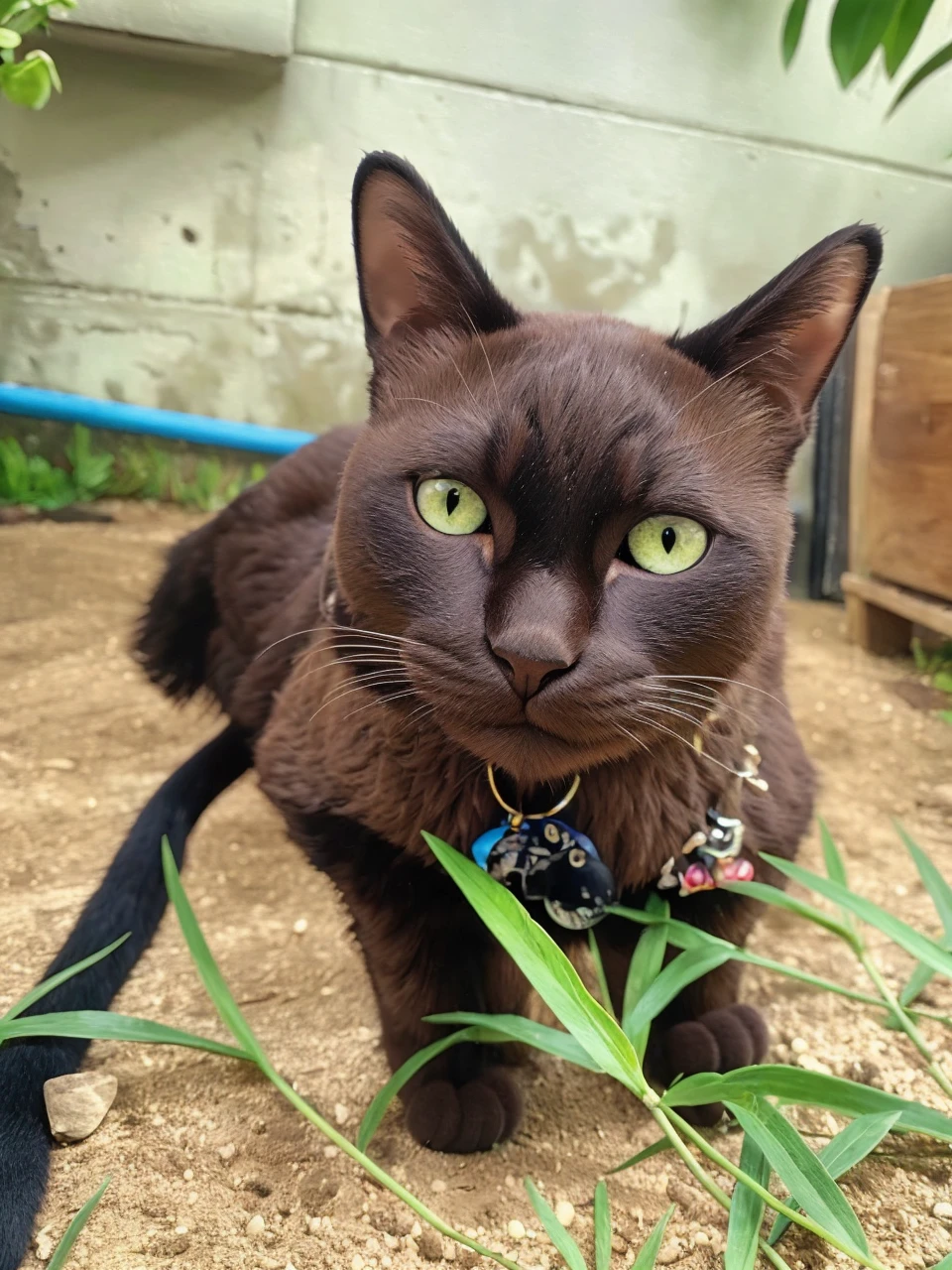 Black cat wearing a crown standing on a throne