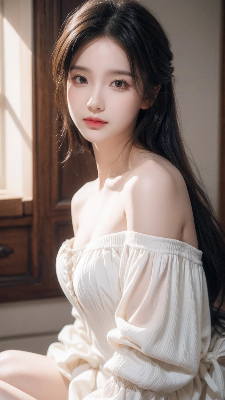 1 Girl, Off-shoulder, A faint smile, Glowing skin, best quality, masterpiece, (Reality:1.4)