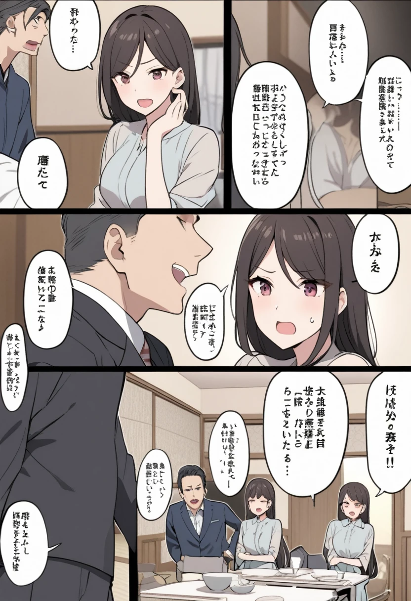 A cheating Japanese man. A wife who suspects him of cheating. Made into a four-panel comic.