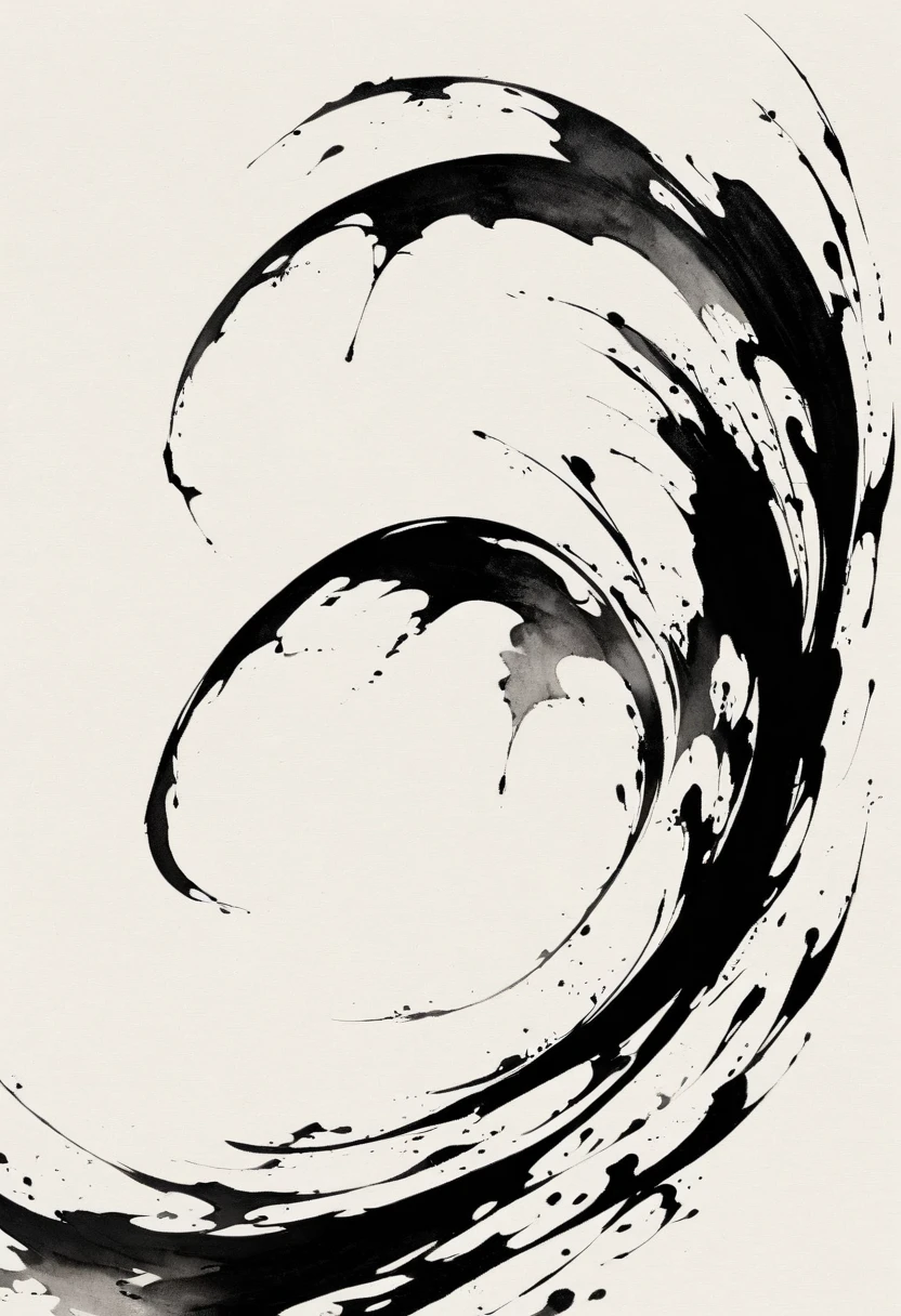 Double tail，Gothic，Minimalism，Black and white painting，Lineism，Lots of white space，Ink Painting，abstract