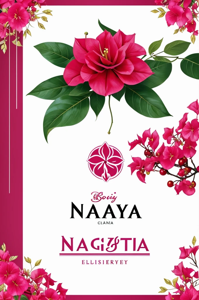 Generate logo for NAZYA brand labels. Bougainvillea and cherries theme. It should have elegant and fresh colors. The logo for the label must be eye-catching for the public but easy to remember.. sober, elegant and fresh. 