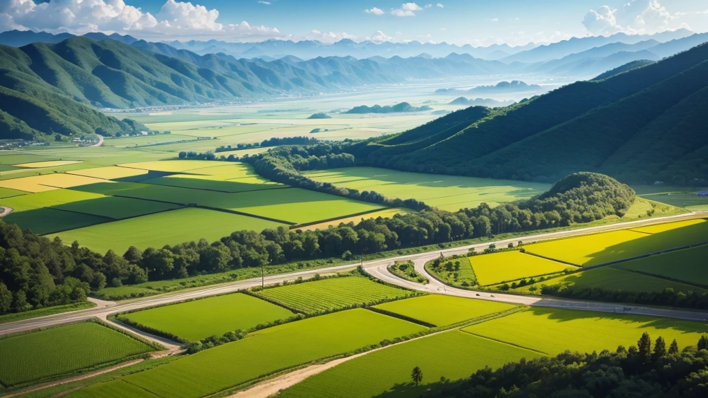 Beautiful scenery of Chinese countryside, Aerial view, Photorealistic photos. High definition, 8K