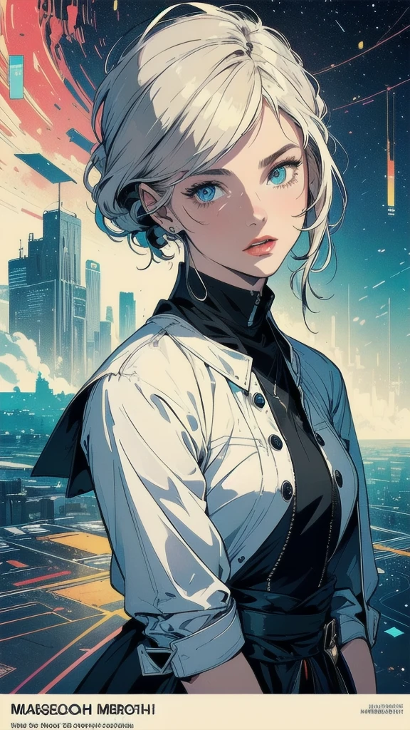(((masterpiece, highest quality))),(((solo:1.2))),(((1girl:1.2))), 32k wallpaper, very detailed, poster, vintage science fiction, 1960s,(((geometric cinematic movie poster))), (bauhaus), shape,abstract, mid century modern, movie poster, vintage, Perfect Lady,1970's,halftone,speech bubble,(((portfolio,Close-up))),future,(((various angle))),(((bust up))),((highlight)),Vast landscape,((((heterochromia)))),((one person)),(((complete face))),
