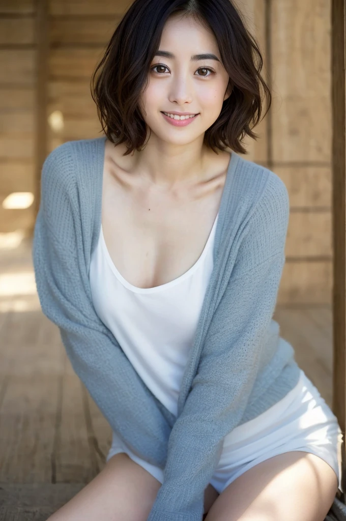 You are a professional photographer。future、Beautiful Eyes、 ((Highest quality)), Clear contours, Woman with beautiful face, (((One Girl,alone))), ((Beautiful Eyes)), Sex Appeal,Albedo and Specular Maps、Accurate simulation of lightweight material interactions、Light Smile、perfect body,Thighs、Short Hair、Suzu Hirose