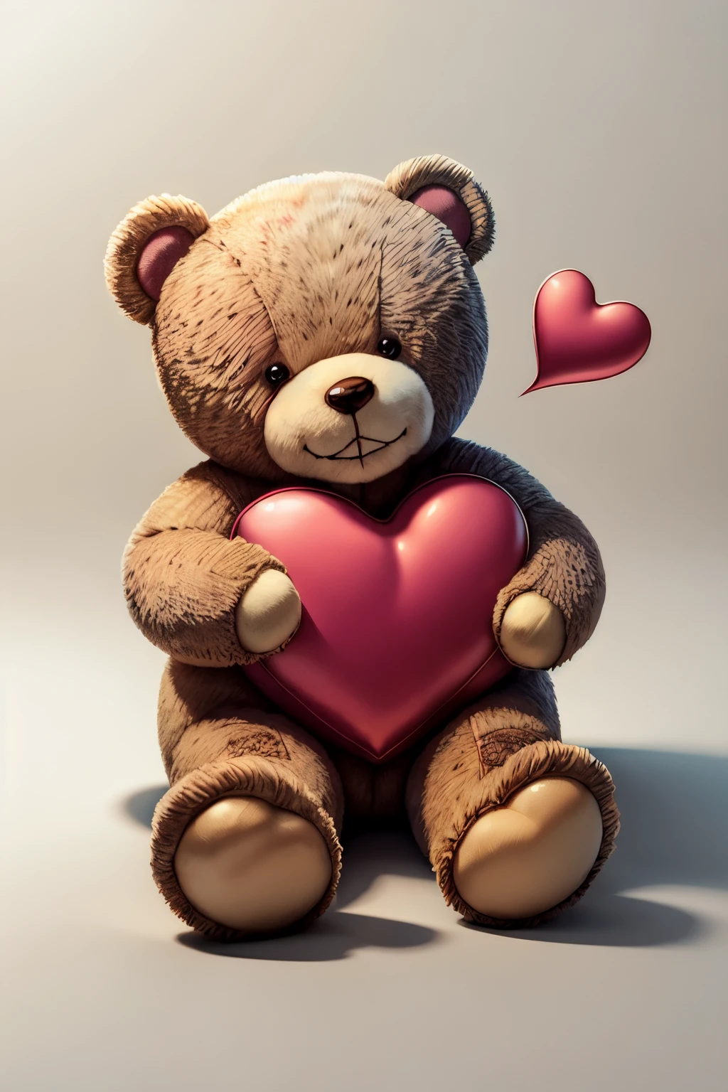 heart, Teddy bear, Ein Teddy bear sitzt auf dem Boden und hält ein heart vor sich