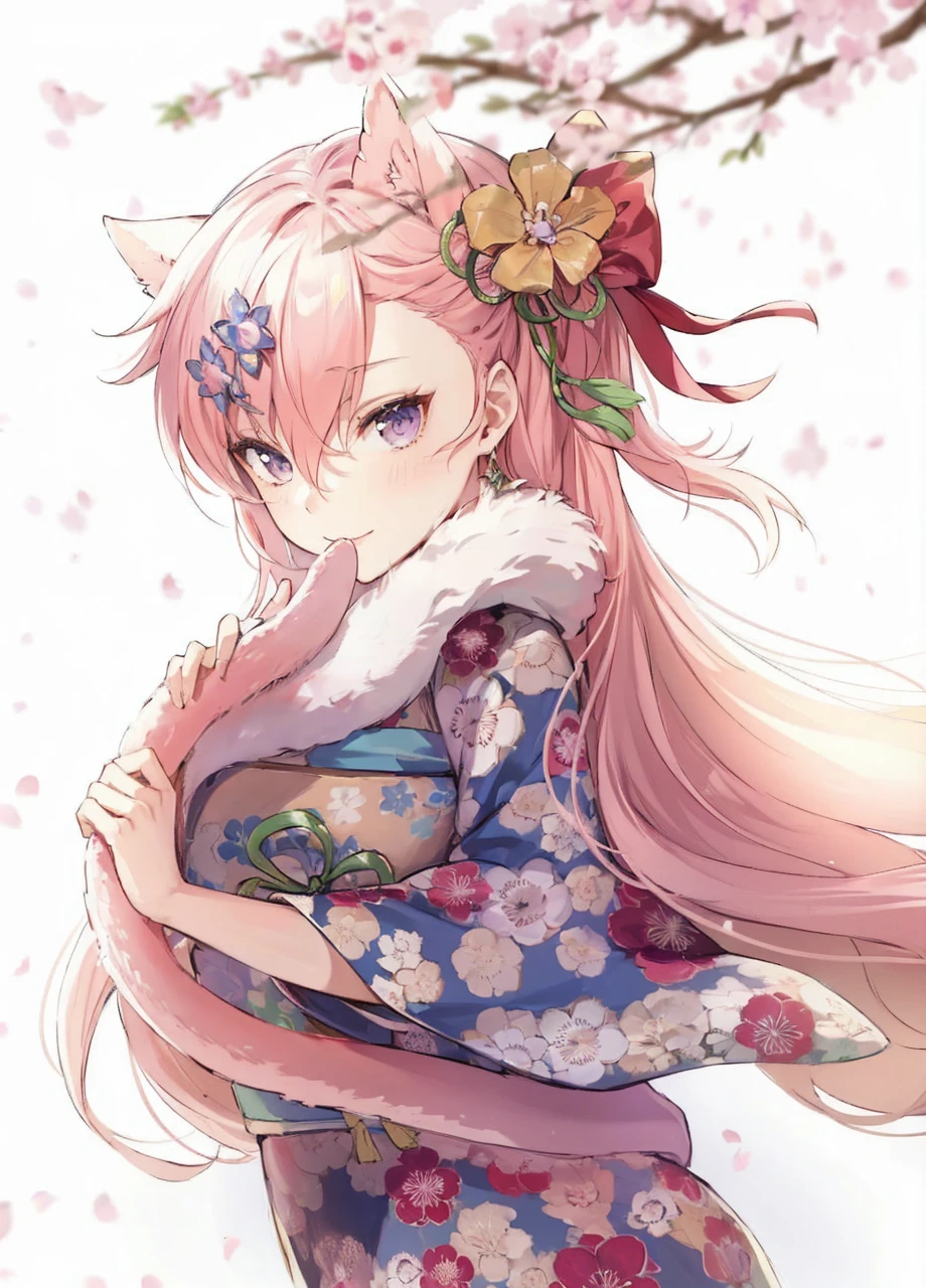 One girl, Realistic, (View your viewers:1), (Urzan-6500:0.66), Thighs, just legs, Speckled sunlight, Highest quality, Ultra-high resolution, (photoRealistic:1.4), Miko Yae, Fox Ears, short hair, pink hair, yes_cherry blossoms, jewelry, cherry blossoms, (smile:1), just_shoulder, hair_ornament, purple_eye, , independent_sleeve, , detailed eye,, (light smile:1), , (Small breasts:1.4), , (just upper body:1.4), Put your arms behind your back,((Toddler girl))　((5 ))((naked))　((nsfw))長いhair