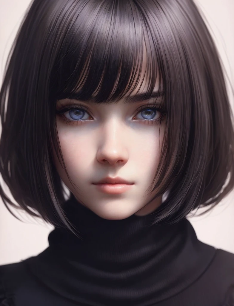 Milenka Mikhailova, (masterpiece), realistic, (portrait of a girl), beautiful face,
sunlight, cinematic light, bangs, beautiful woman, beautiful eyes, short black hair,
perfect anatomy, very cute, princess eyes, (eyes black), (frame head), centered, stylized,
bioluminescence, 8k resolution, low-cut white dress with small blue details, human hands,
full of wonder, elegant, approaching perfection, dynamic, highly detailed, character sheet ,
concept art, soft , looking directly at the viewer positioned so that her body is symmetrical and balanced,
incredibly beautiful, short black detailed hairstyle with bangs,