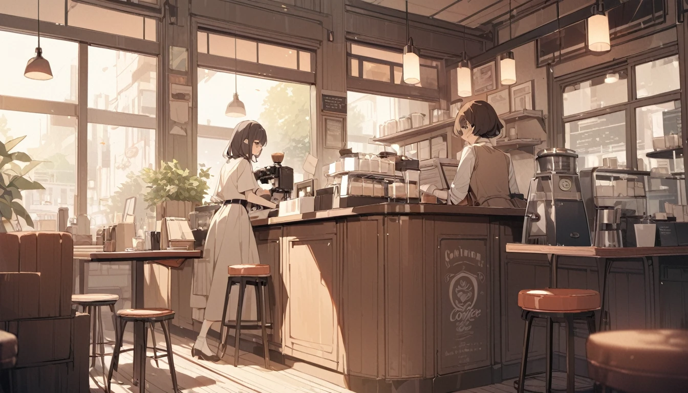 Vintage coffee shop,No one scene,Soft tones,masterpiece,nice