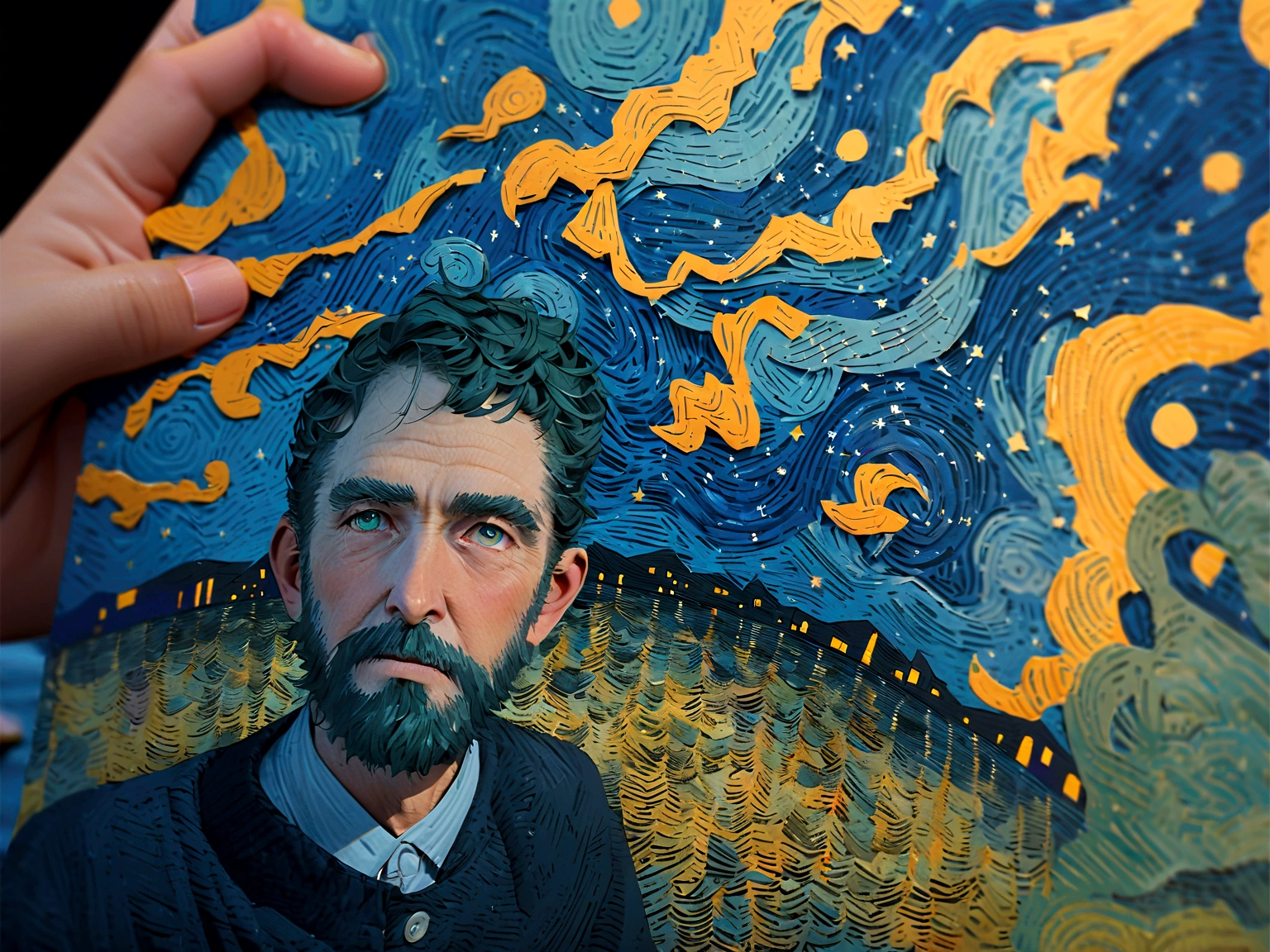 Make a version of van gogh girrasois with good quality, van gogh starry night style