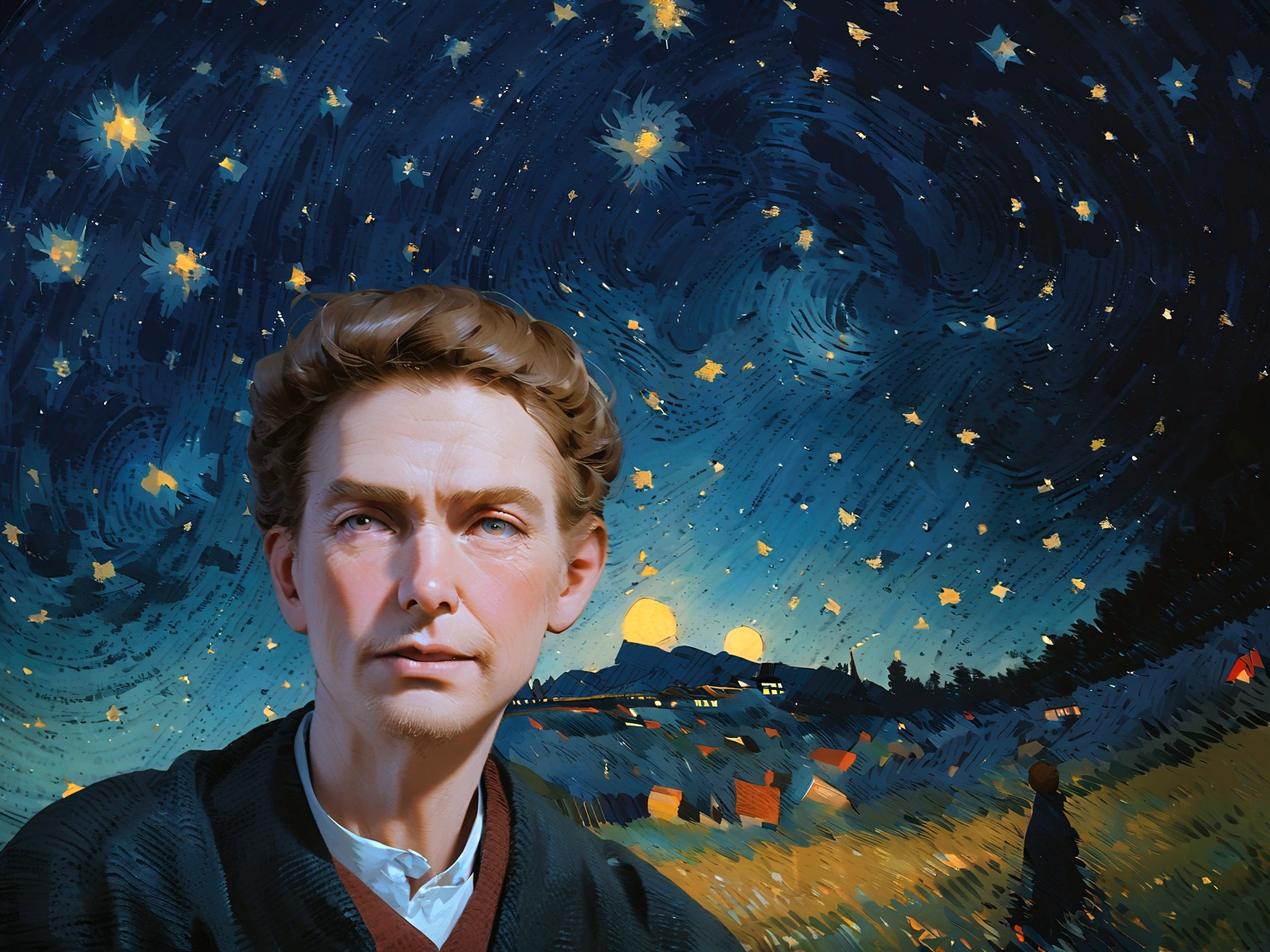 Make a version of van gogh girrasois with good quality, van gogh starry night style