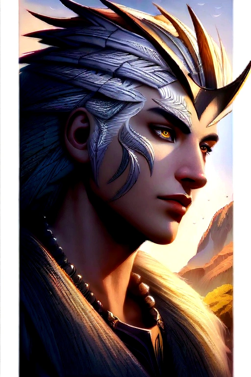 close-up of a man with white hair and yellow eyes, facing the dragon, epic fantasy art style, dark fantasy style art, portrait of fin wildcloak, detailed fanart, Fantasy genre portrait, epic fantasy art portrait, graphic artist magali villeneuve, fantasy male portrait, The Man with the Soul of a Dragon, epic fantasy style art, epic fantasy digital art style