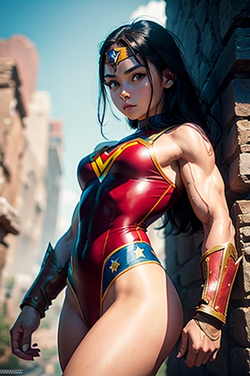 Girl, 12, Muscular, Navajo, Wonder Woman Outfit, Leotard, Long Legs