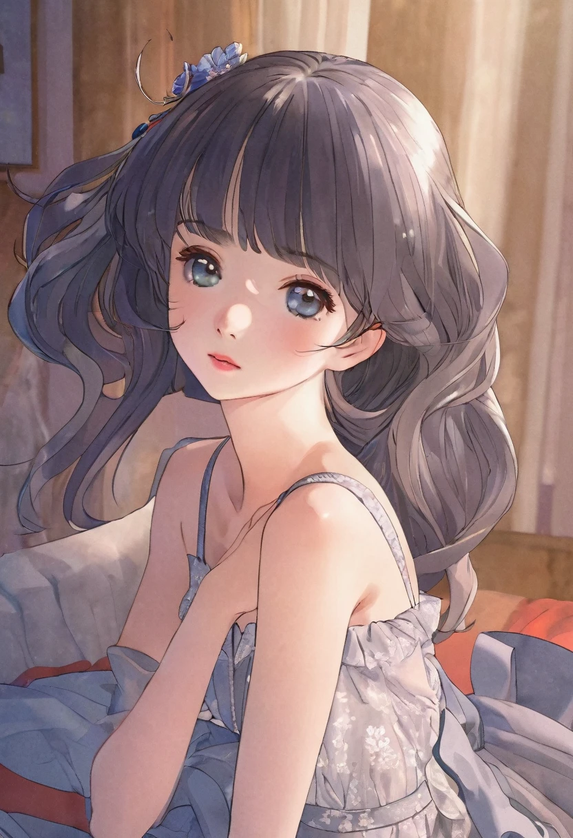 Highest quality, Excellent details, Ultra-high resolution, (Faithfulness: 1.4), Best illustrations, Favorite Details, Very condensed one girl, Delicate and beautiful features, Delicate clavicle, High quality fishtail skirt, Shyness