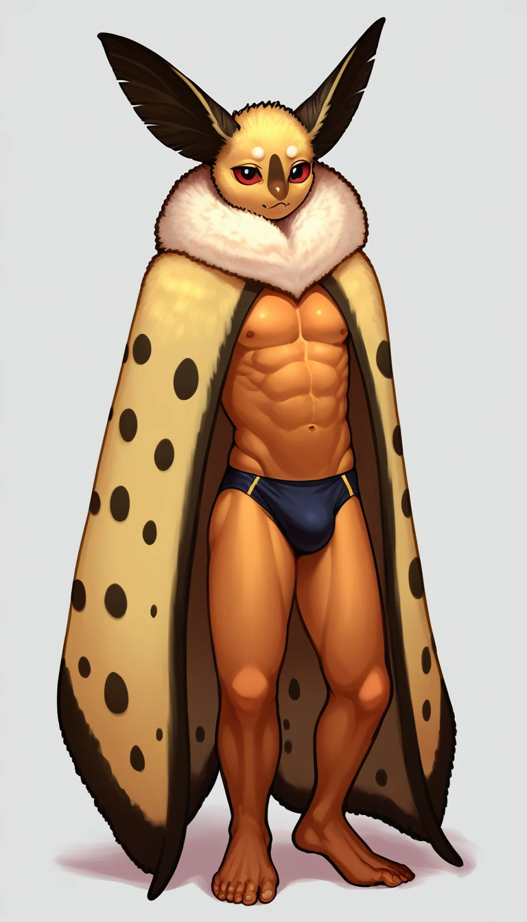 score_9, score_8_up, score_7_up, (clear simple background, white background, papyrus background),
((Moth:1.2), _young, anthro, solo, male, (full_body, strong body, athletic body, portrait, focus), beautiful