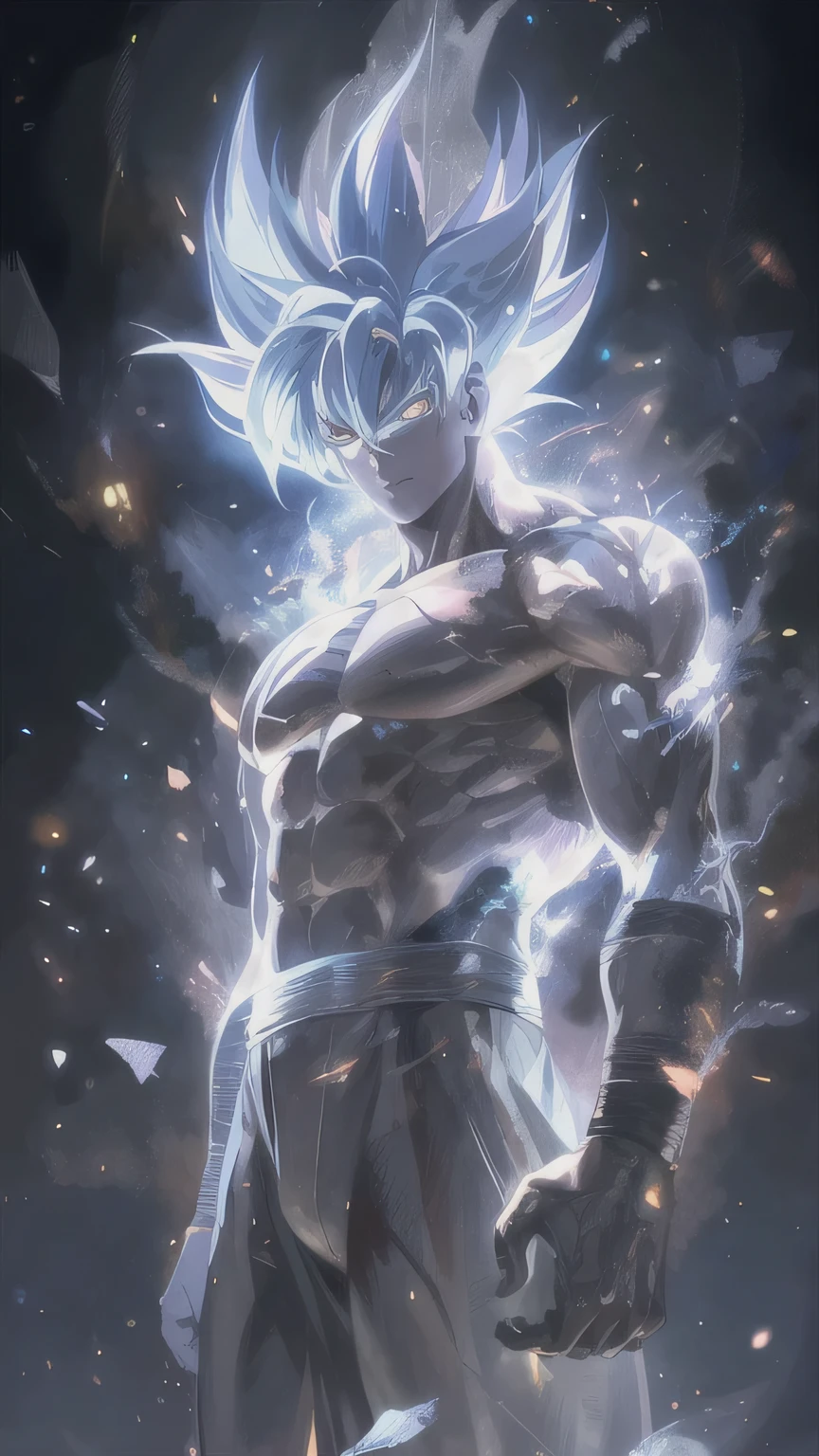 Close-up of a person with a very large body, Ultra Instinct, Energy Man&#39;s Epic Animation, 4k comics wallpaper, Super Saiyan Blue, Anime Wallpaper, 4kAnime Wallpaper, Anime Wallpaper4k, Anime Wallpaper 4k, Character Dragon Ball, Very detailed portrait of Wukong, human goku, super saiyan goku