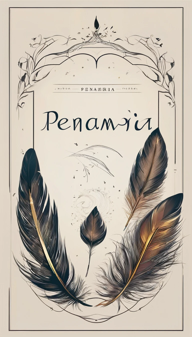 Create a minimal, modern, simple, inspirational, memorable, dream like logo design of a boy and a feather for the brand “Penamemoria".