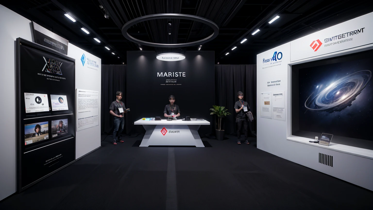 Metaverse Exhibition
Companies set up booths in a metaverse space to showcase the latest technologies and projects.
Participants navigate through the virtual space and visit each booth.
