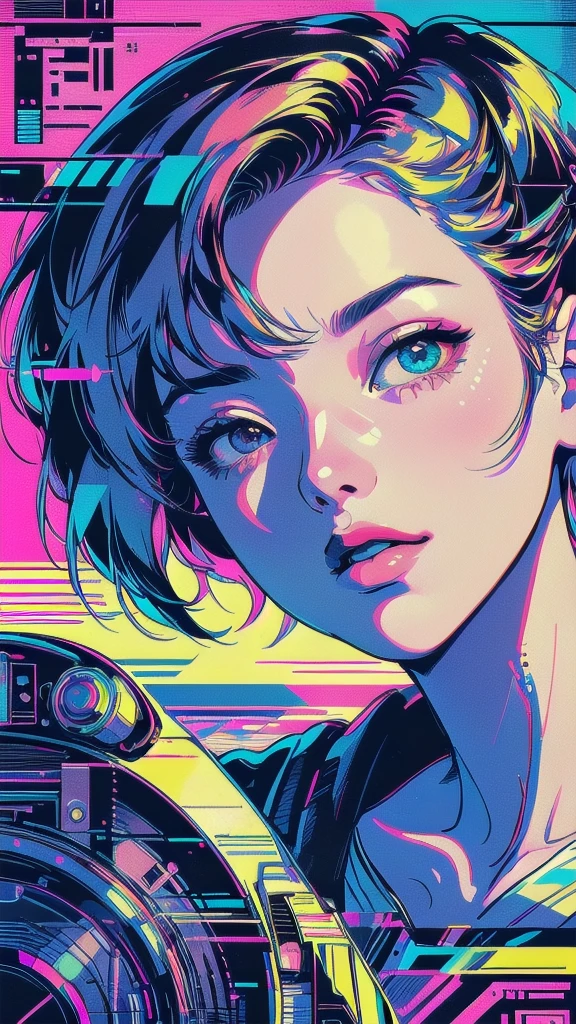 (((masterpiece, highest quality))),(((solo:1.2))),(((1girl:1.2))), 32k wallpaper, very detailed, poster,science fiction,(((geometric cinematic movie poster))), (bauhaus), shape,abstract, mid century modern, movie poster,Perfect Lady,halftone,speech bubble,(((portfolio,Close-up))),(((various angle))),(((bust up))),((extreme highlight)),Vast landscape,((((heterochromia)))),(((complete face))),