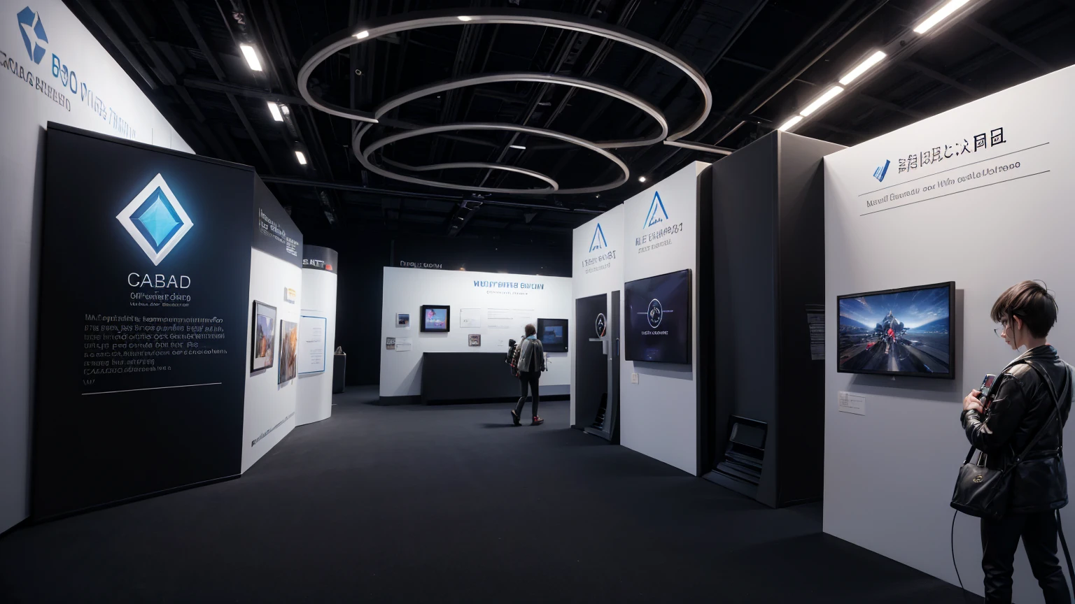 Metaverse Exhibition
Companies set up booths in a metaverse space to showcase the latest technologies and projects.
Participants navigate through the virtual space and visit each booth. perfect pictures, super realistic image