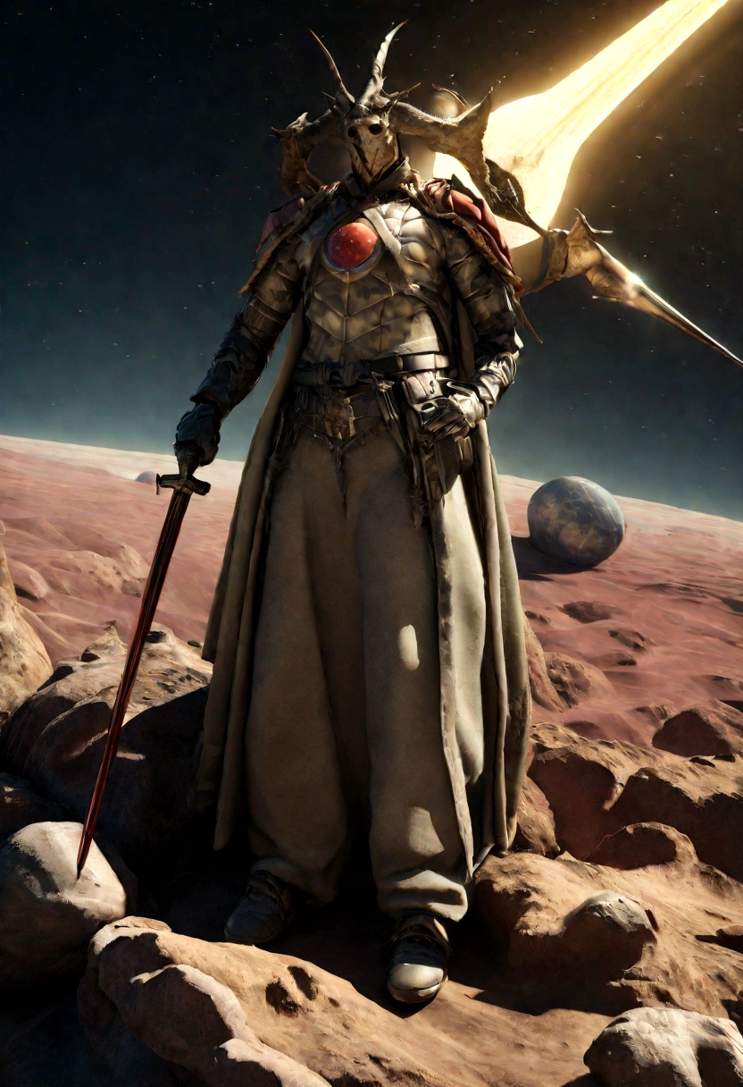 Sword。There is a shining star on the hilt of the sword，There is a star pattern on the handle，The color of the blade changes from the guard to the tip of the blade.，There are many planets。（(There is a shining star on the hilt of the sword，There is a star pattern on the handle，The color of the blade changes from the guard to the tip of the blade.，There are many planets..：1.3))),  (The entire 口径 blade is centered:1.3), Close-up at medium range,（General outline:1.3),（fantastic landscape painting:1.2), Ultra Realistic Photo, Ultrafine, 8K, Premium Wallpaper, Highest quality, ..。.。.3d,C4D, masterpiece, Octane Rendering