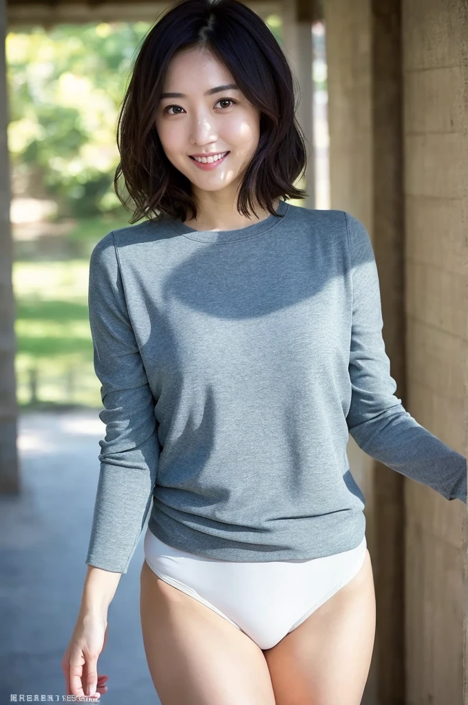 ((Realistic lighting, 8k, masterpiece: 1.3)), sharp: 1.2, Perfect body beauty: 1.4, Slim Abs: 1.1, (( Dark brown hair, Mid-neck length)), Highly detailed face and skin texture, Super Fine Face, Fine Eyes, double eyelid, Hip Skirt, Shoulder bag, Outdoor, garden, forest, road