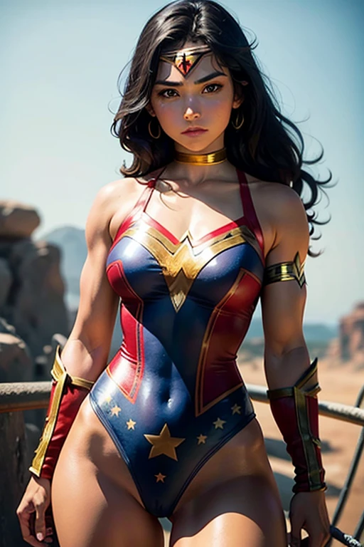 Girl, , Very Muscular, Navajo, Wonder Woman Outfit, Leotard