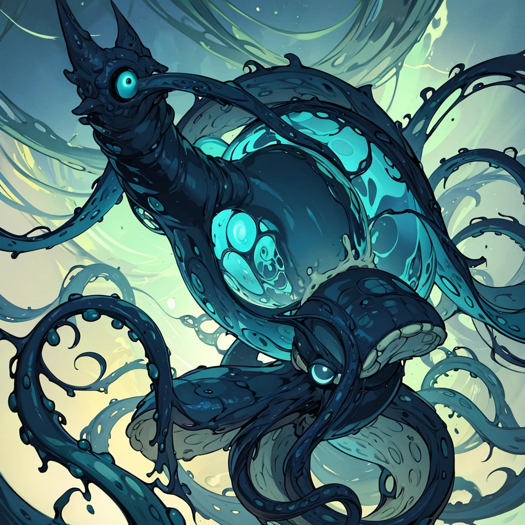 An alien tentacle creature with tentacles branching out from a central body with a single large eye