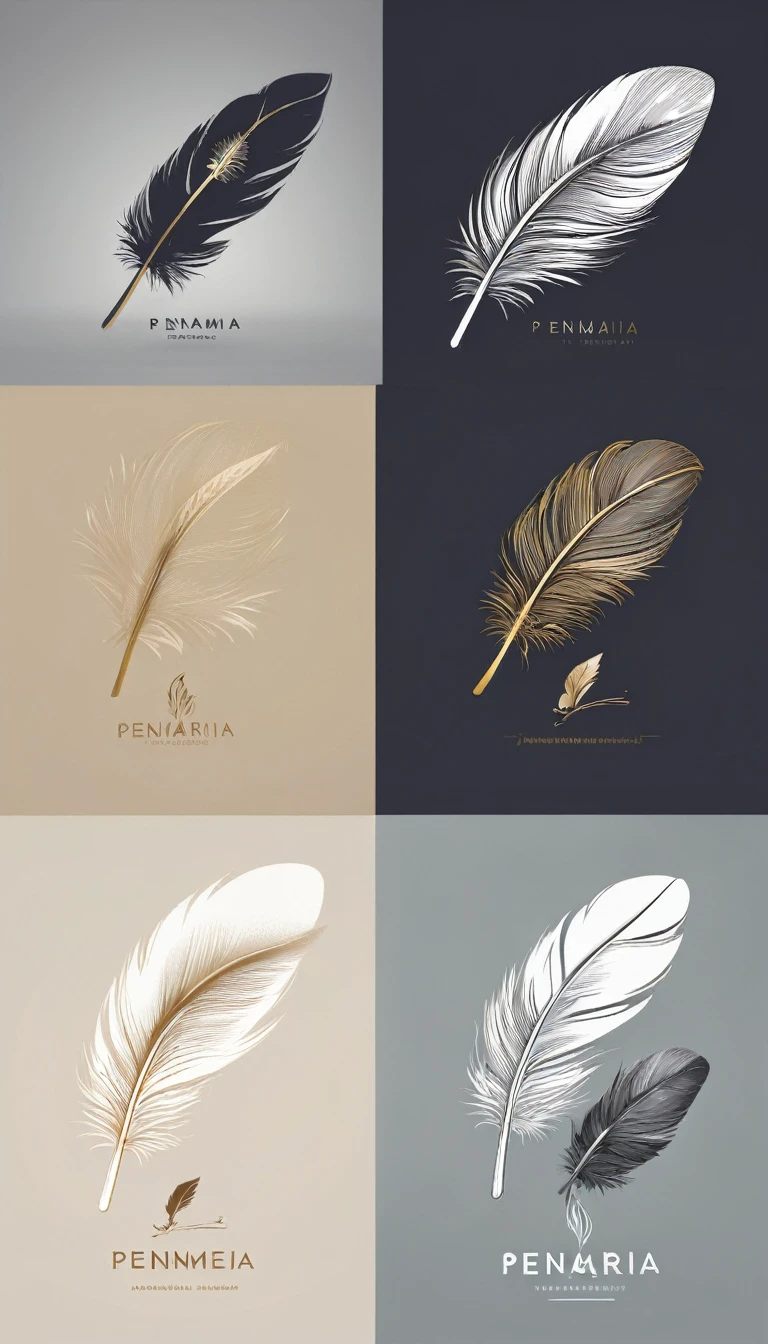 Create a minimal, modern, simple, inspirational, memorable, dream like icon design of a boy and a feather for the brand“Penamemoria".