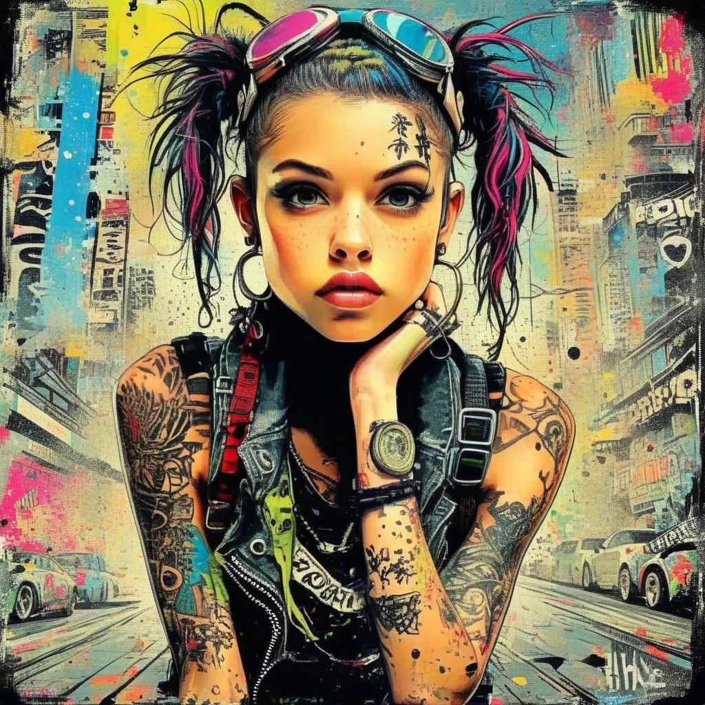 drawix9 Punk Girl, ink, movie, Expressive, Very detailed