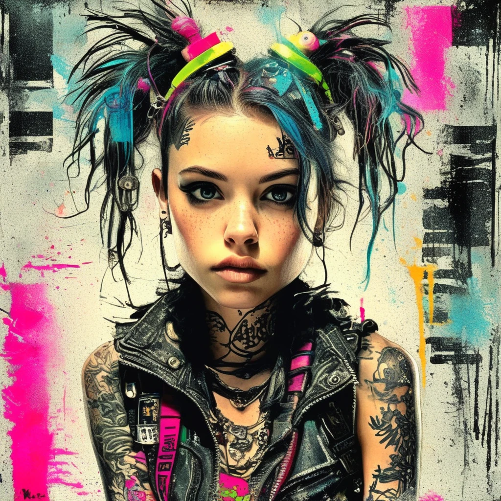 drawix9 Punk Girl, ink, movie, Expressive, Very detailed