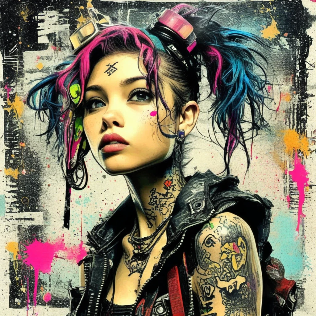 drawix9 Punk Girl, ink, movie, Expressive, Very detailed