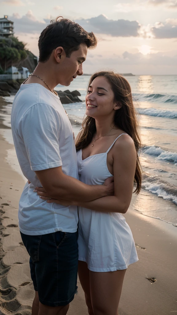 Professional shot of a young couple in love at the beach, sony a7s, camera