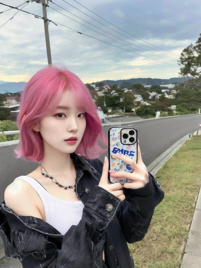8K high quality,1 woman,Pink Hair:1.5