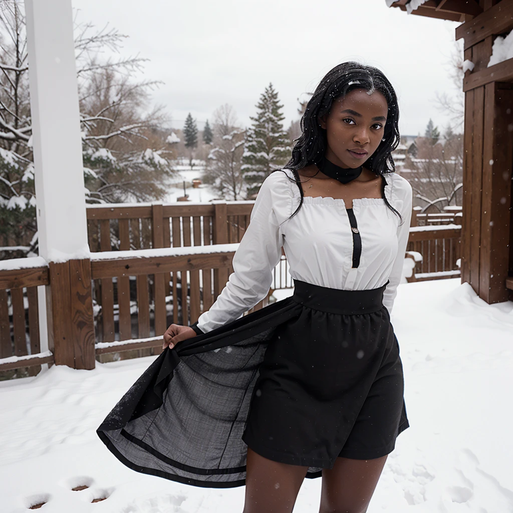 dark black girl in snow white costume