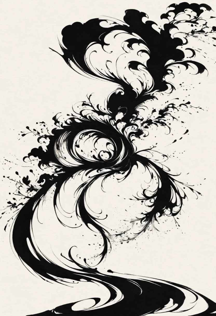 Double tail,Gothic,Minimalism,Lineism,Lots of white space,Ink Painting,abstract,Cyan