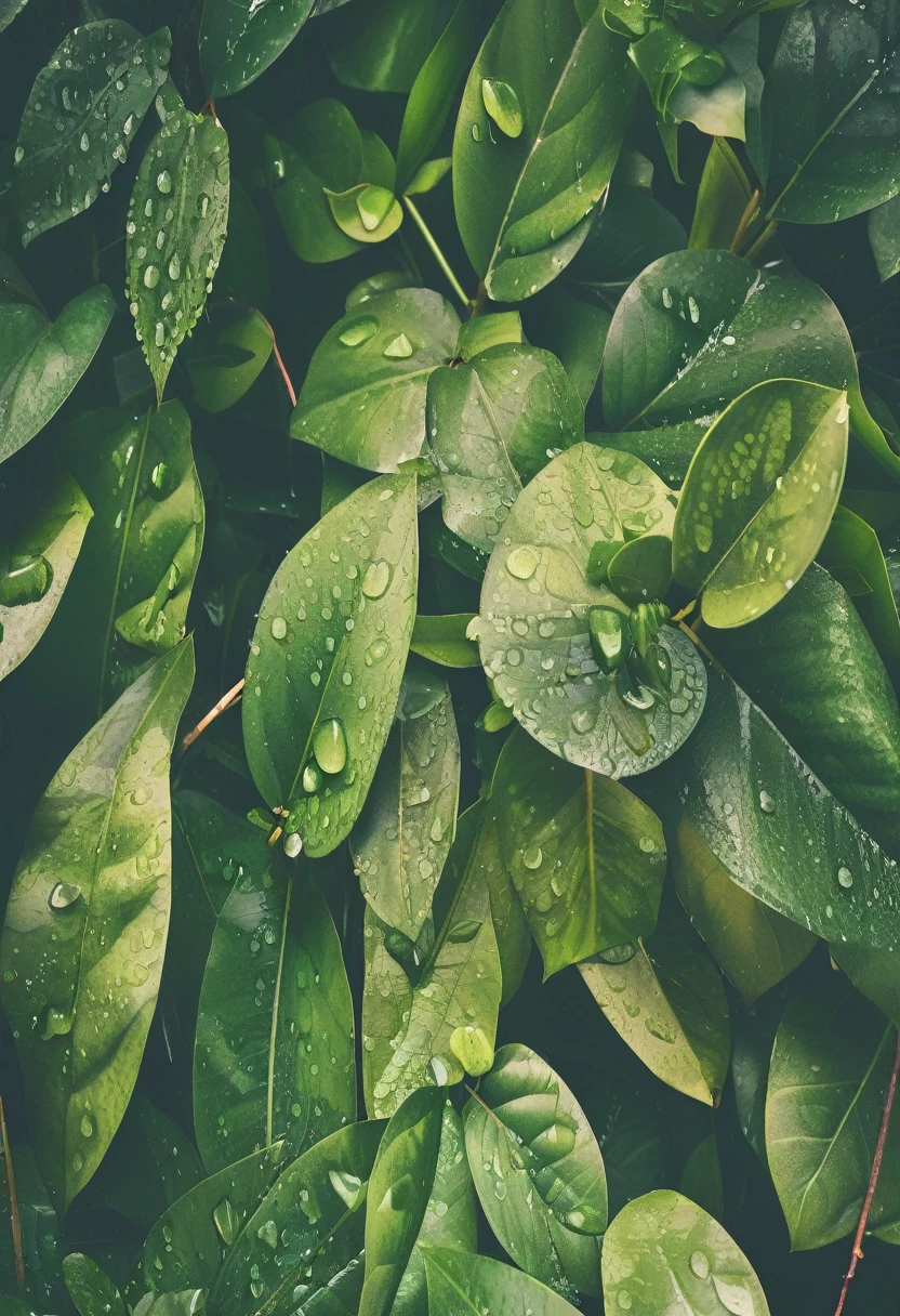 a close up of a bunch of green葉 with water droplets, green葉, dark green葉, Wet leaves, Green leaves, highly detailed green葉, green々Leaf, Green plants, leaf, botanic foliage, Lush greenery, bushes and leaf, High Quality Wallpapers, vibrant colorful green葉, Lush庭の葉と花, Lush, Lush greenery, Botanical background