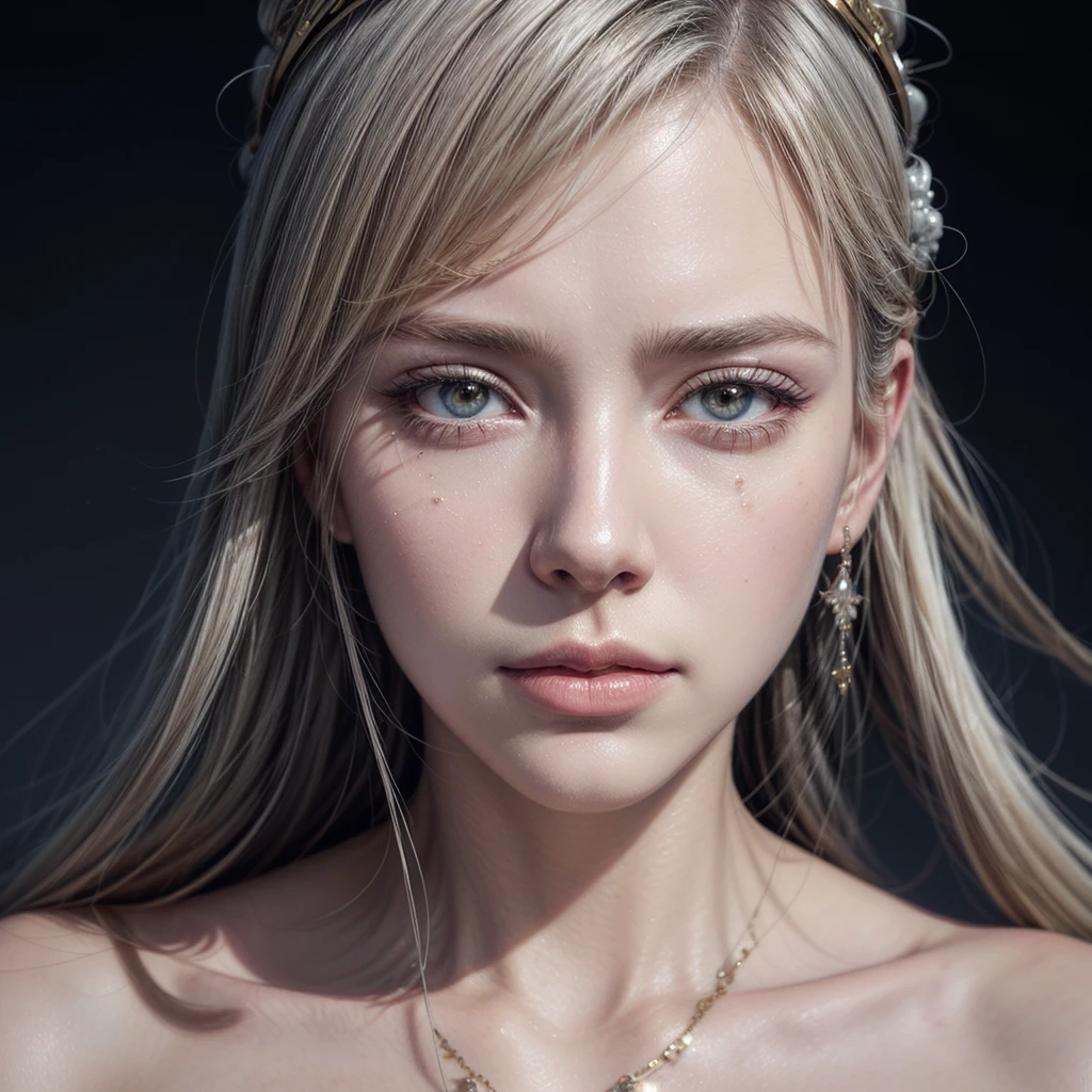 a closeup of a person with jewelry on their head, beautiful androgynous prince, delicate androgynous prince, guweiz, artwork in the style of guweiz, arte de anime digital detailed, fanart watercolor exquisito muy detailed, guweiz and pixiv artstation, arte detailed del personaje realista, watercolor, painting portrait of the magical blonde prince, hyperrealistic, hyperrealism, detailed, watercolor digital, dibujo watercolor, Brushstrokes, silver hair