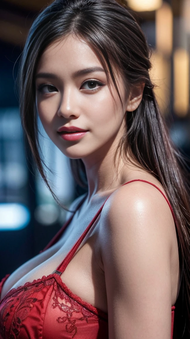 a gorgeous busty woman, martial artist, beautiful detailed smile, beautiful detailed teeth, POV, lover, cinematic dramatic lighting, (best quality,4k,8k,highres,masterpiece:1.2),ultra-detailed,(realistic,photorealistic,photo-realistic:1.37),HDR,UHD,studio lighting,ultra-fine painting,sharp focus,physically-based rendering,extreme detail description,professional,vivid colors,bokeh,portrait,photorealistic,cinematic