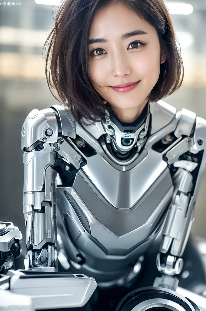 You are a professional photographer。future、Beautiful Eyes、 ((Highest quality)), Clear contours, Woman with beautiful face, (((One Girl,alone))), ((Beautiful Eyes)), Sex Appeal,Albedo and Specular Maps、Accurate simulation of lightweight material interactions、Light Smile、perfect body,Thighs、Short Hair、(cyborg)
