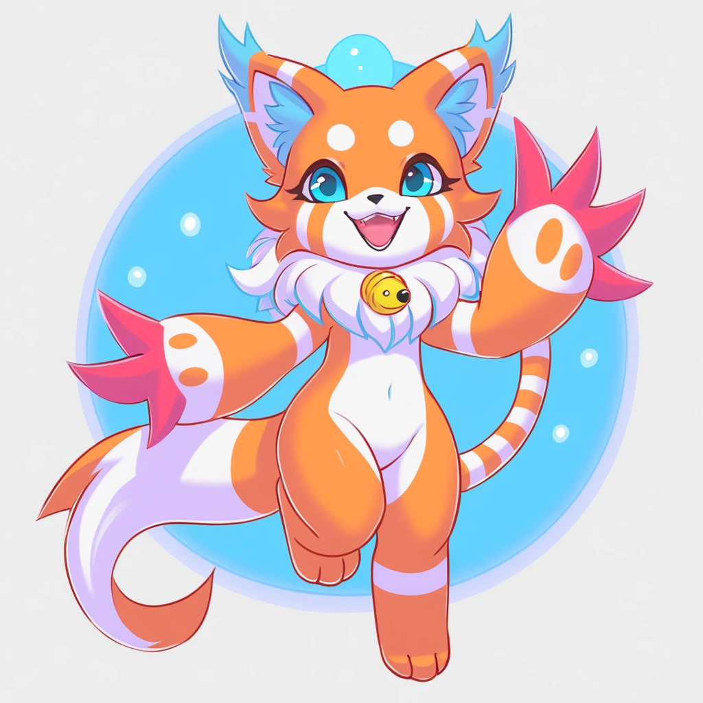clownfish kitten in digimon art style