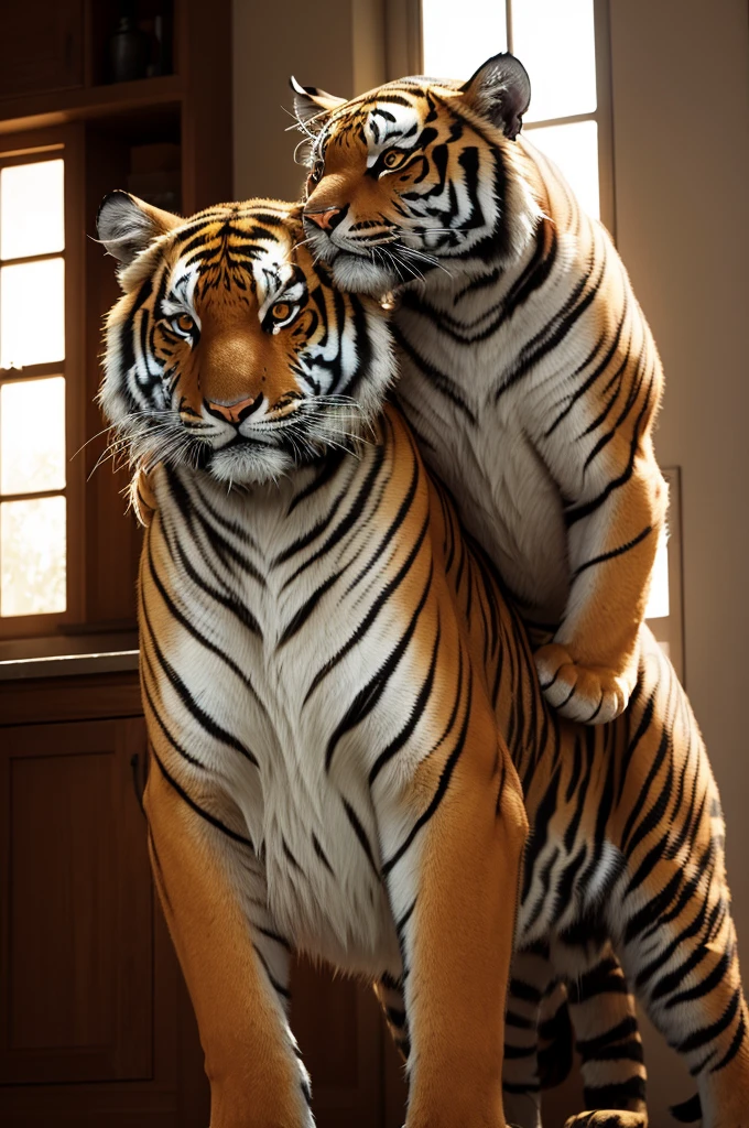 Tiger asking for hug, (dramatic lighting)